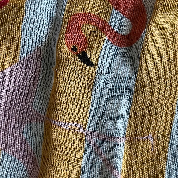 Spartina 449 flamingo floral retreat linen blend scarf shawl colorful summer. - Picture 14 of 14